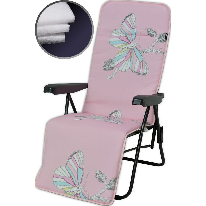 Poduszka na leżak fotel z podnóżkiem AMPO różowy szary 1 szt.