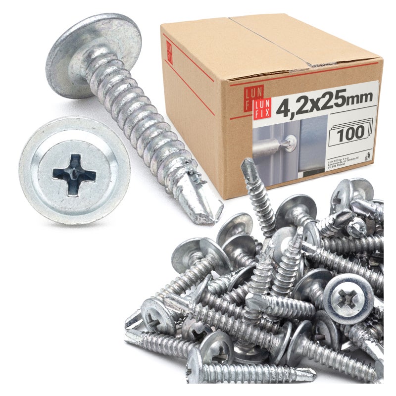 Wkręty do metalu samowiercące z łbem podkładkowym 4,2x25mm 100szt.