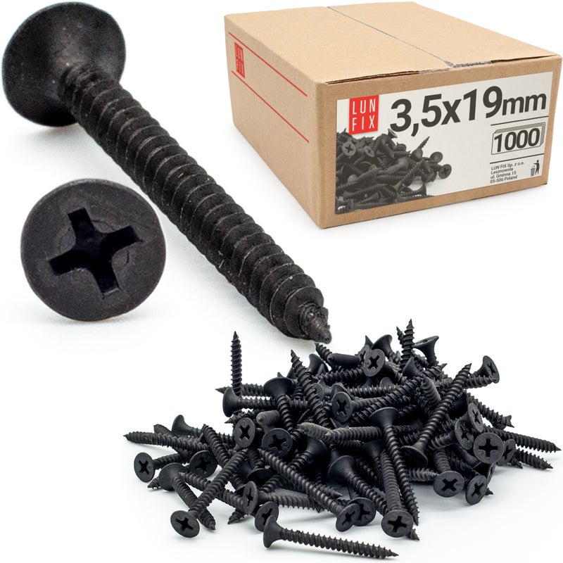 Wkręty do kartongipsu do metalu 3,5x19mm 1000szt.