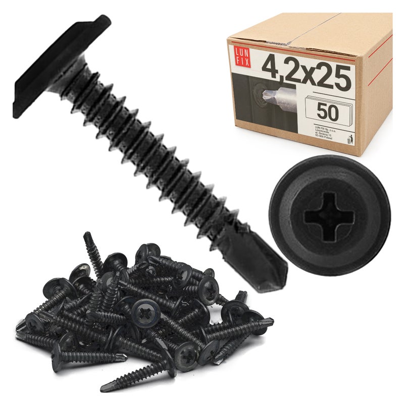 Wkręty do metalu samowiercące fosfatowane z łbem podkładkowym 4,2x25mm 50szt.