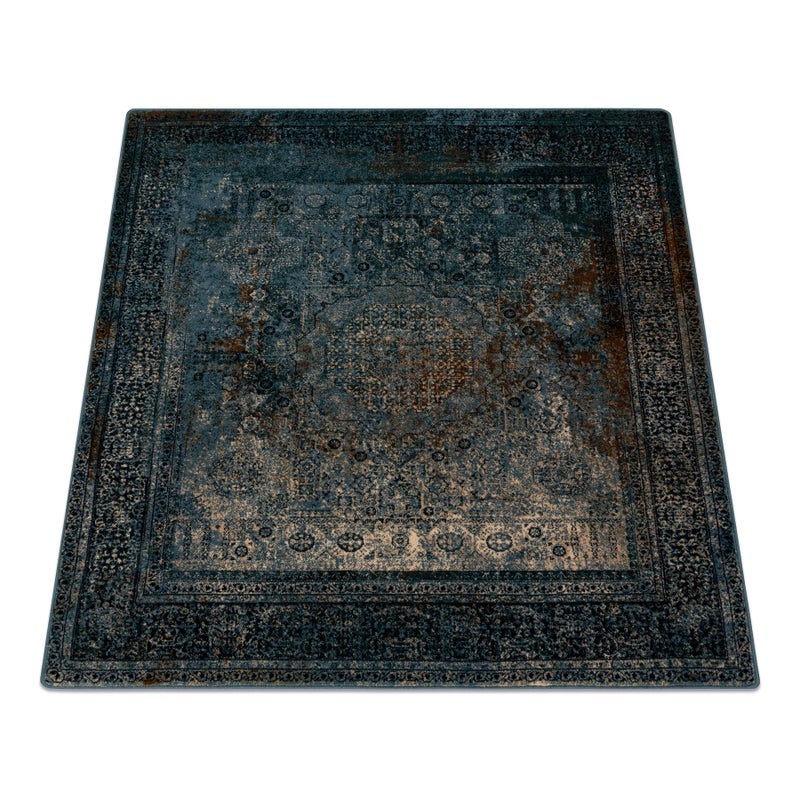 Dywan wełniany OMEGA MAMLUK Kwadrat - Rozeta vintage ciemny niebieski 200x200 cm