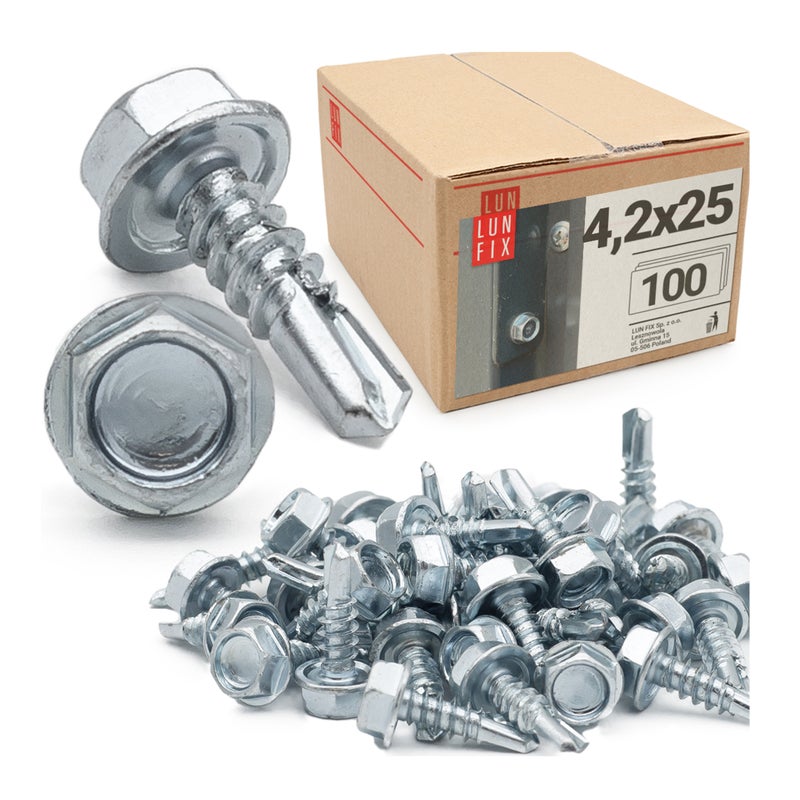 Wkręty do metalu samowiercące z łbem na klucz 4,2x25mm 100szt.