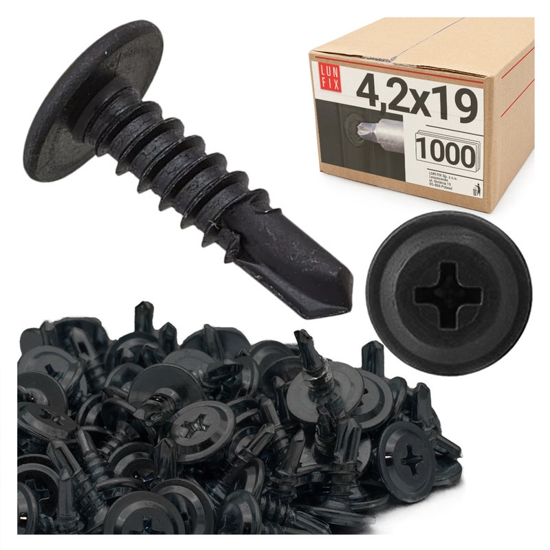 Wkręty do metalu samowiercące fosfatowane z łbem podkładkowym 4,2x19mm 1000szt.