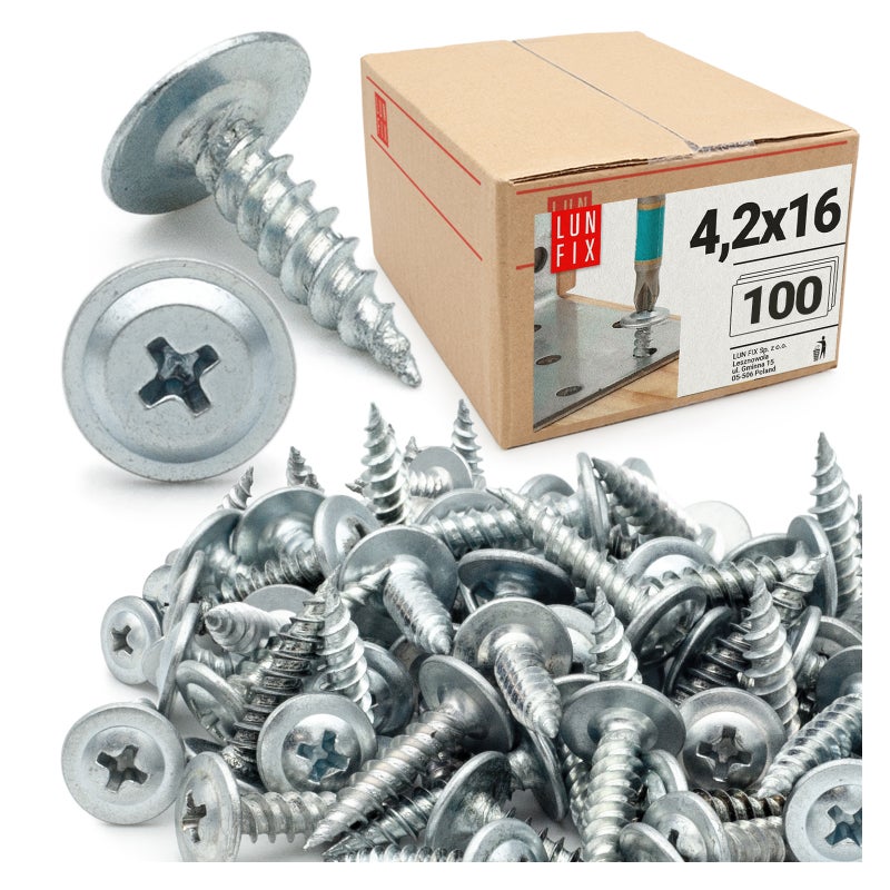 Wkręty do metalu z łbem podkładkowym 4,2x16mm 100szt.