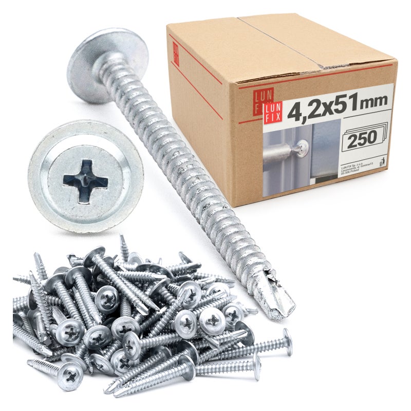 Wkręty do metalu samowiercące z łbem podkładkowym 4,2x50mm 250szt.