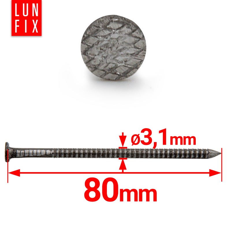 Gwoździe pierścieniowe 3,1x80 mm 1kg ok. 195szt.