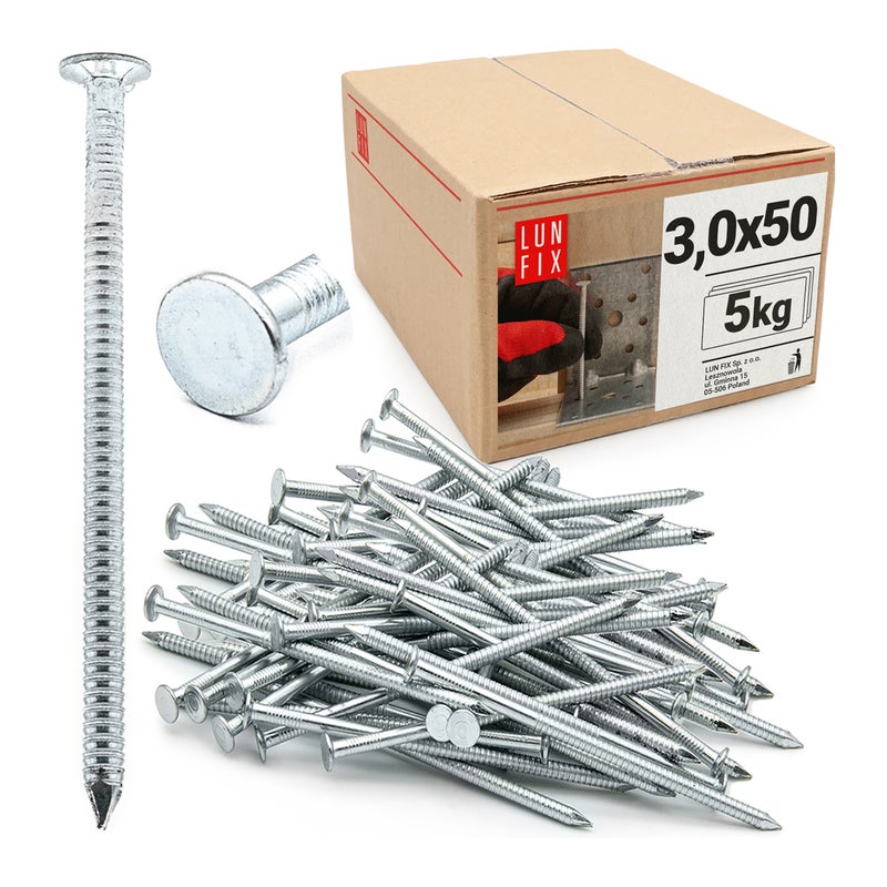 Gwoździe pierścieniowe ocynkowane 3x50 mm 5 kg