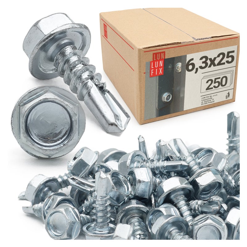 Wkręty do metalu samowiercące z łbem na klucz 6,3x25mm 250szt.