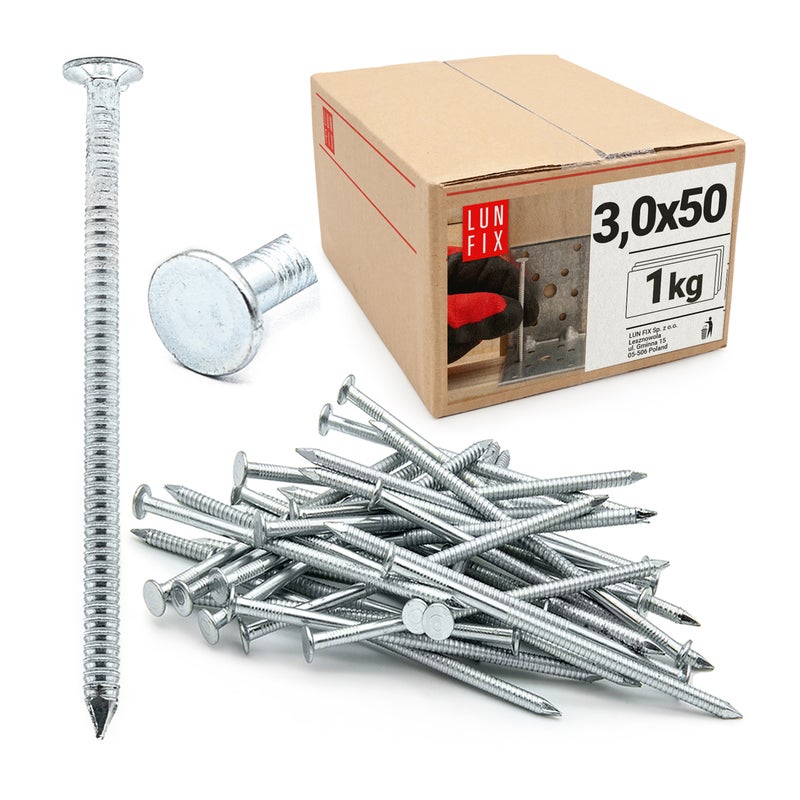 Gwoździe pierścieniowe ocynkowane 3x50 mm 1kg