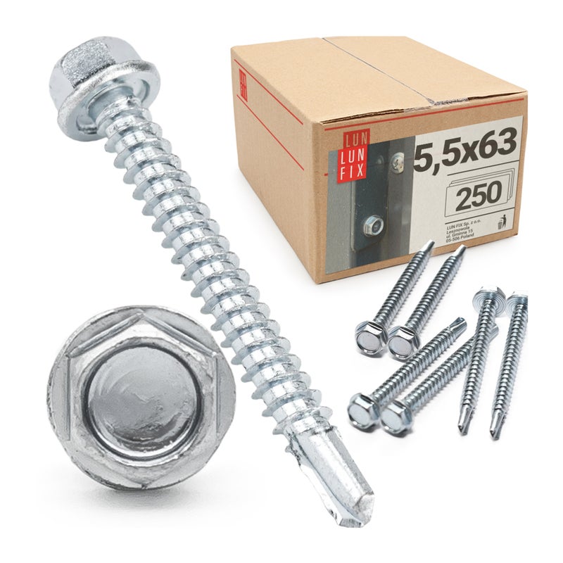 Wkręty do metalu samowiercące z łbem na klucz 5,5x63mm 250szt.