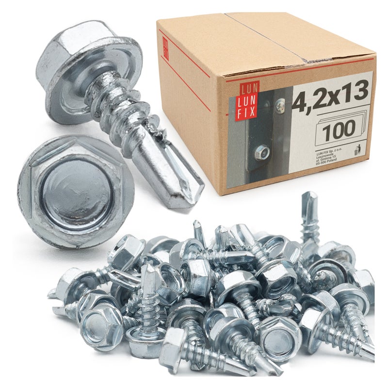 Wkręty do metalu samowiercące z łbem na klucz 4,2x13mm 100szt.