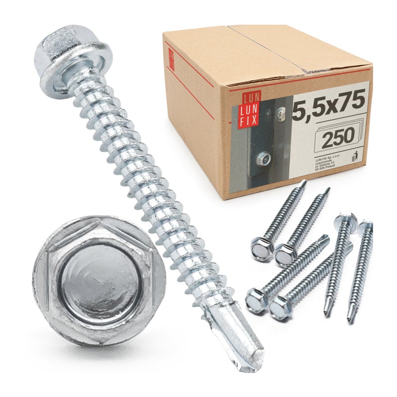 Wkręty do metalu samowiercące z łbem na klucz 5,5x75mm 250szt.