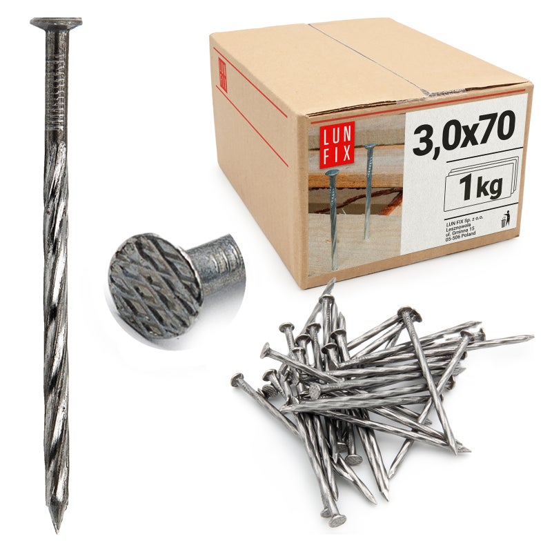 Gwoździe skręcane 3x70 mm 1kg