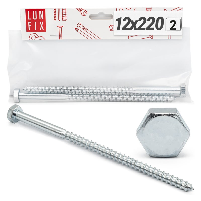 Wkręty ciesielskie z łbem sześciokątnym DIN571mm M12x220mm 2szt.