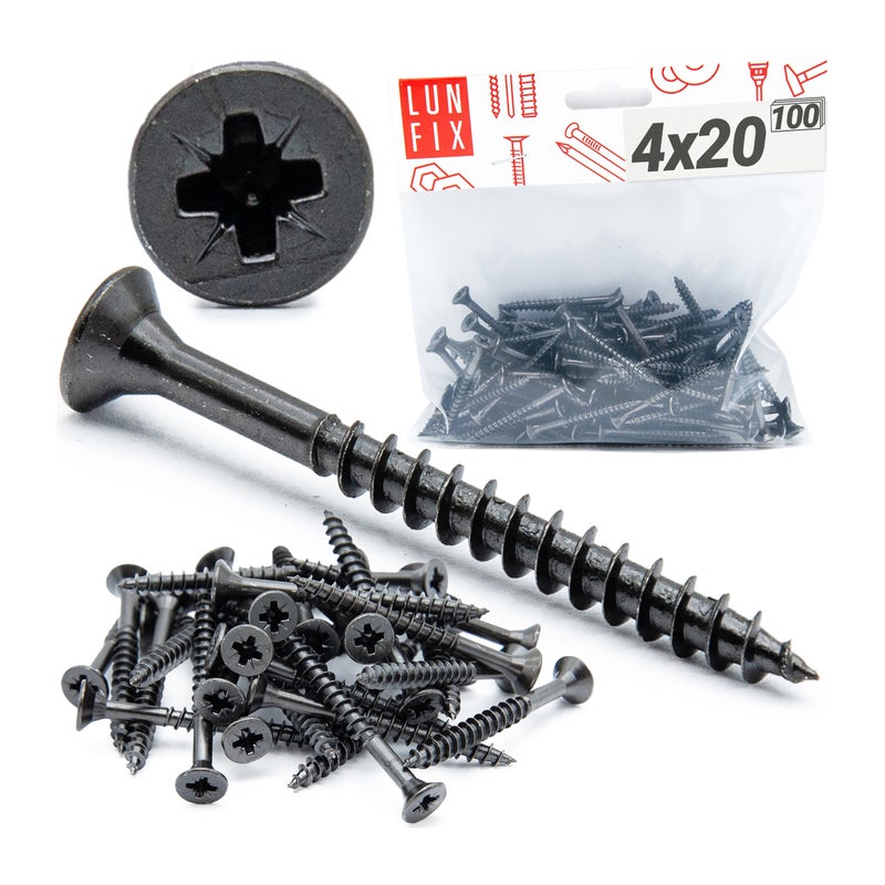 Wkręty do drewna uniwersalne czarne 4x20mm 100szt.