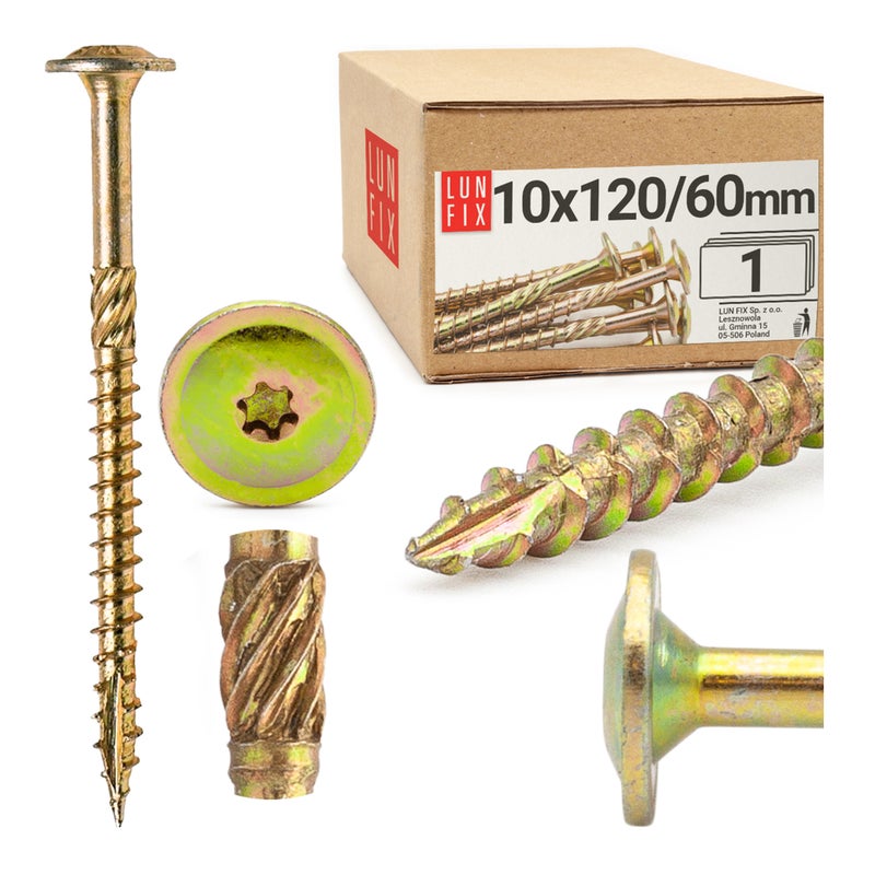 Wkręty ciesielskie z łbem talerzowym 10x120mm 1szt.