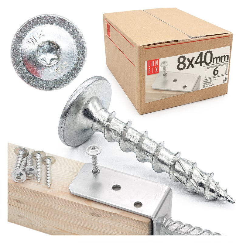 Wkręty do podstaw słupa 8x40mm srebrne 6szt.