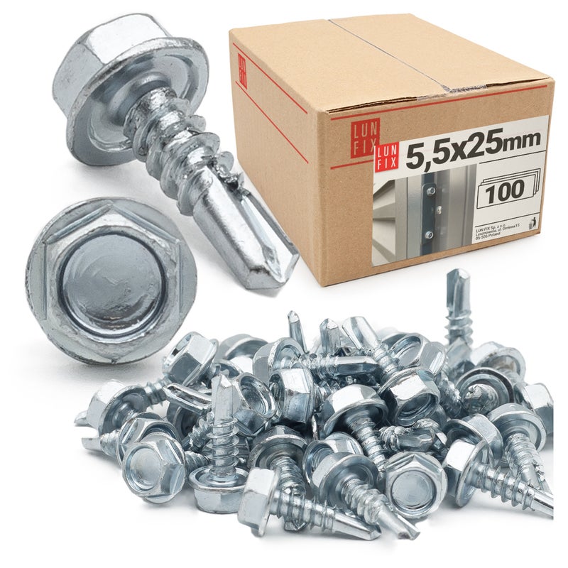 Wkręty do metalu samowiercące z łbem na klucz 5,5x25mm 100szt.