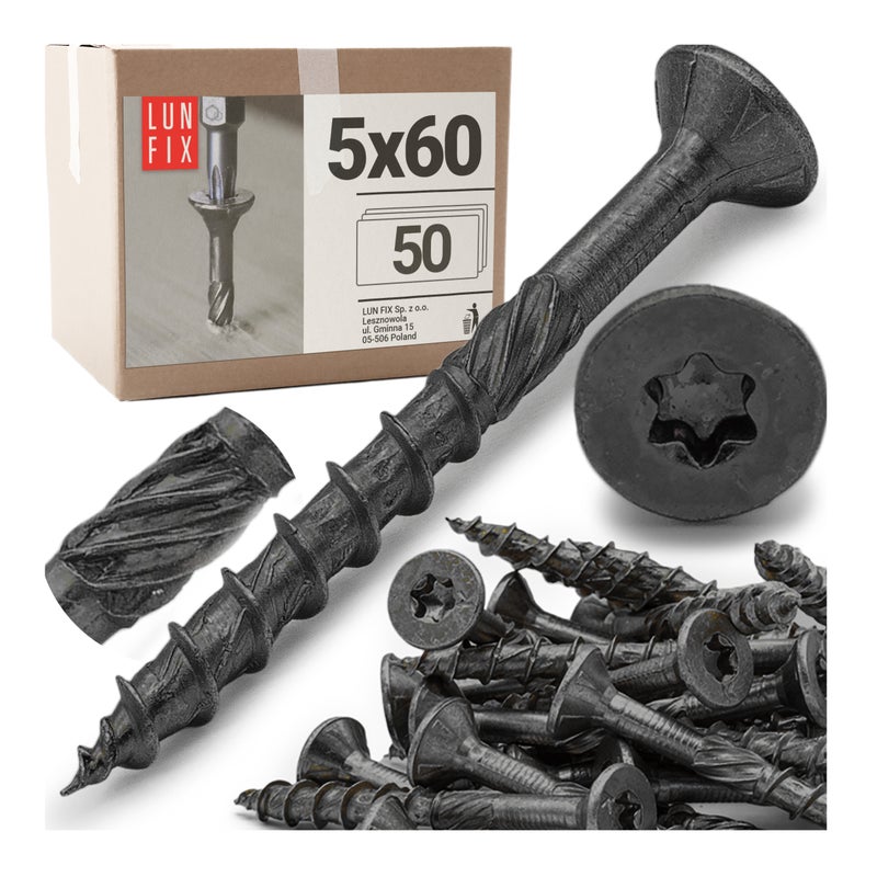 Wkręty ciesielskie czarne stożkowe 5x60mm 50szt.