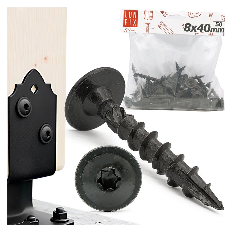 Wkręty do podstaw słupa 8x40mm czarne 50szt.