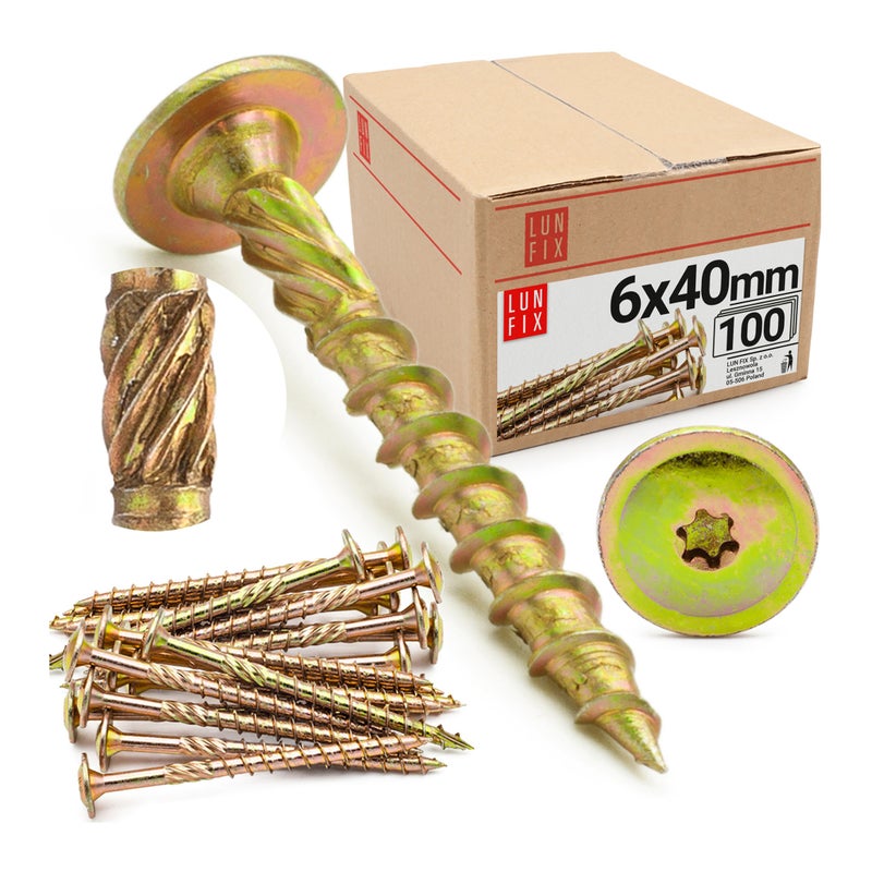 Wkręty ciesielskie z łbem talerzowym 6x40mm 100szt.