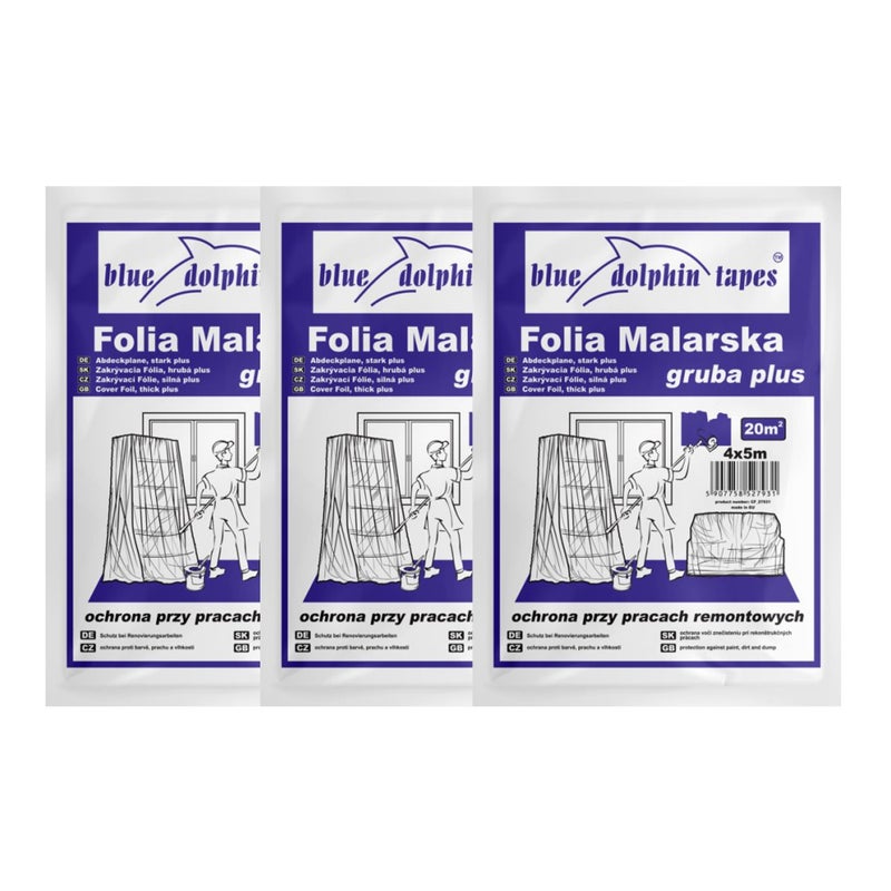 Blue Dolphin 3-pak Folia malarska, , Gruba plus 4m x 5m