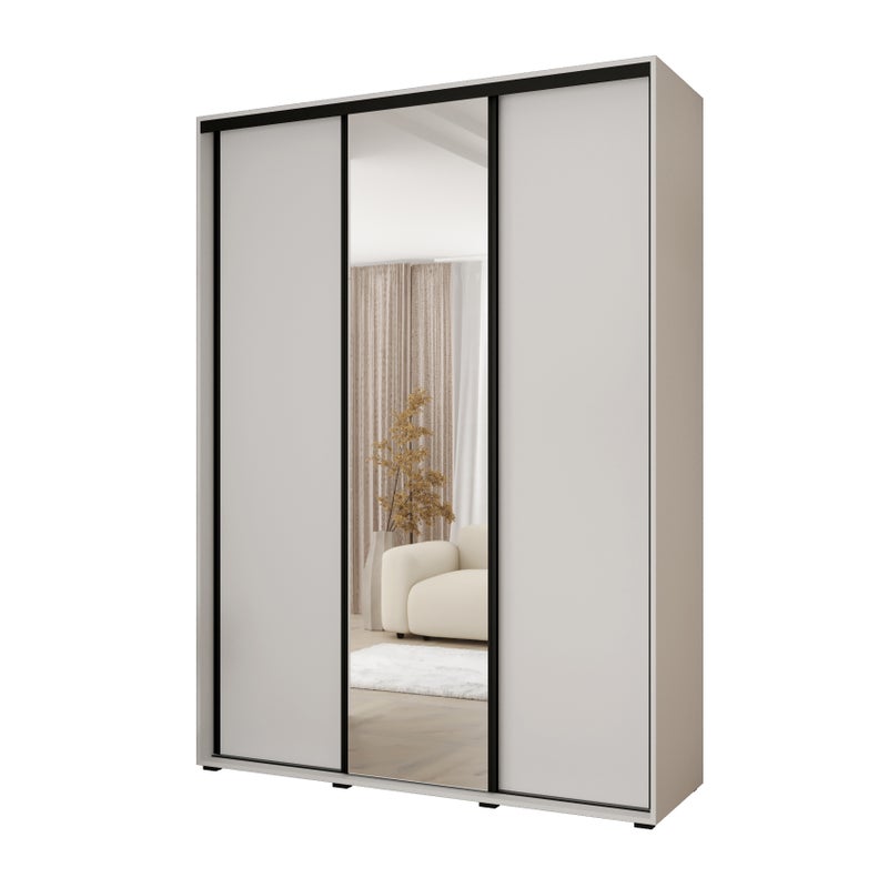 Minio go for it, Szafa z drzwiami przesuwnymi Vado, 180 x 60 cm, biały/biały/czarny