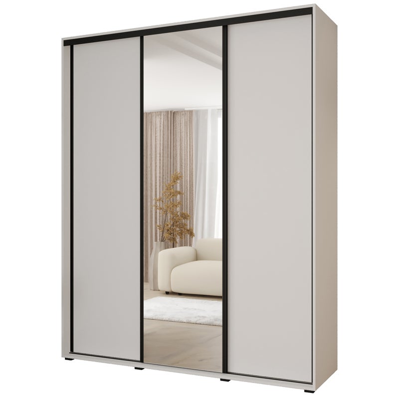 Minio go for it, Szafa z drzwiami przesuwnymi Vado, 190 x 45 cm, biały/biały/czarny