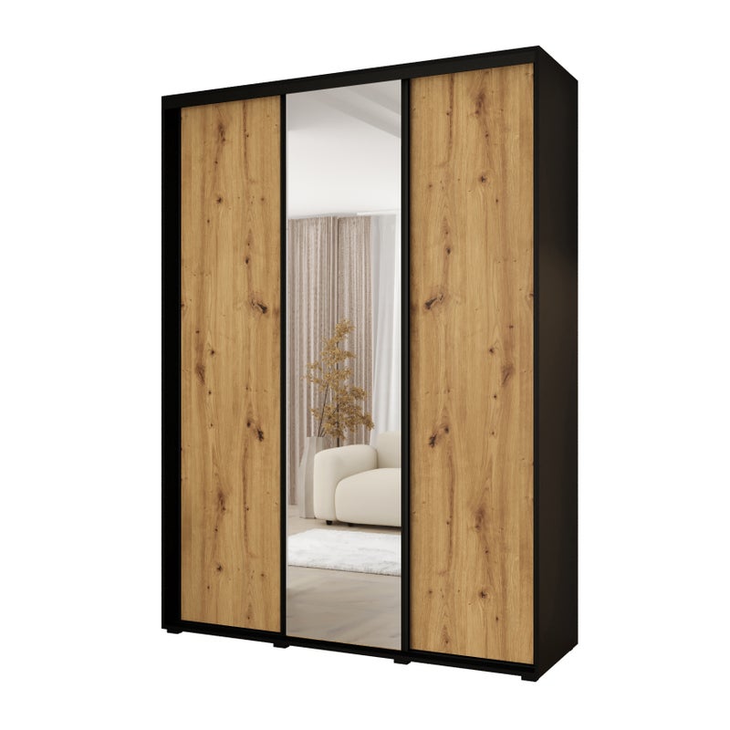 Minio go for it, Szafa z drzwiami przesuwnymi Vado, 170 x 45 cm, czarny/dąb artisan/czarny