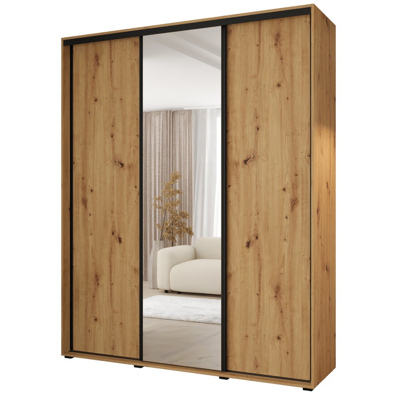 Minio go for it, Szafa z drzwiami przesuwnymi Vado, 190 x 45 cm, dąb artisan/dąb artisan/czarny