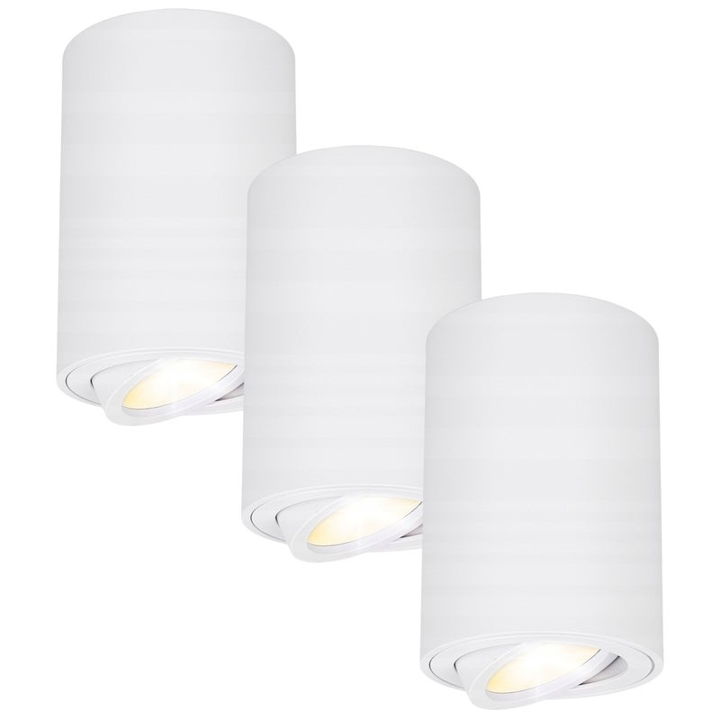 Oprawa natynkowa LED 3x GU10 okrągła biała RUCHOMA tuba lampa sufitowa reflektor ścienny halogen ZESTAW 3 SZTUK LEDHOFF