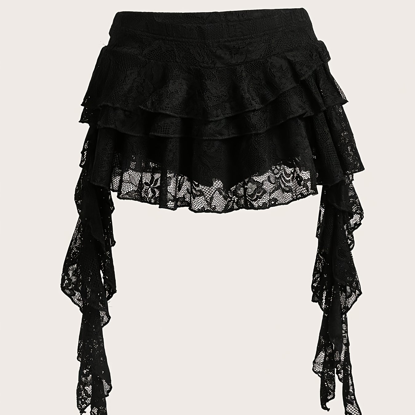 TEMU Spódniczka z koronki o stanem z falowanymi brzegami w stylu casual, w zestawie z bezpiecznymi szortami zapobiegającymi odkryciu, idealna na