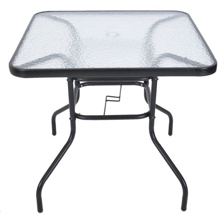 Stół ogrodowy ZWMT, 80 x 80 cm, metalowy z blatem szklanym