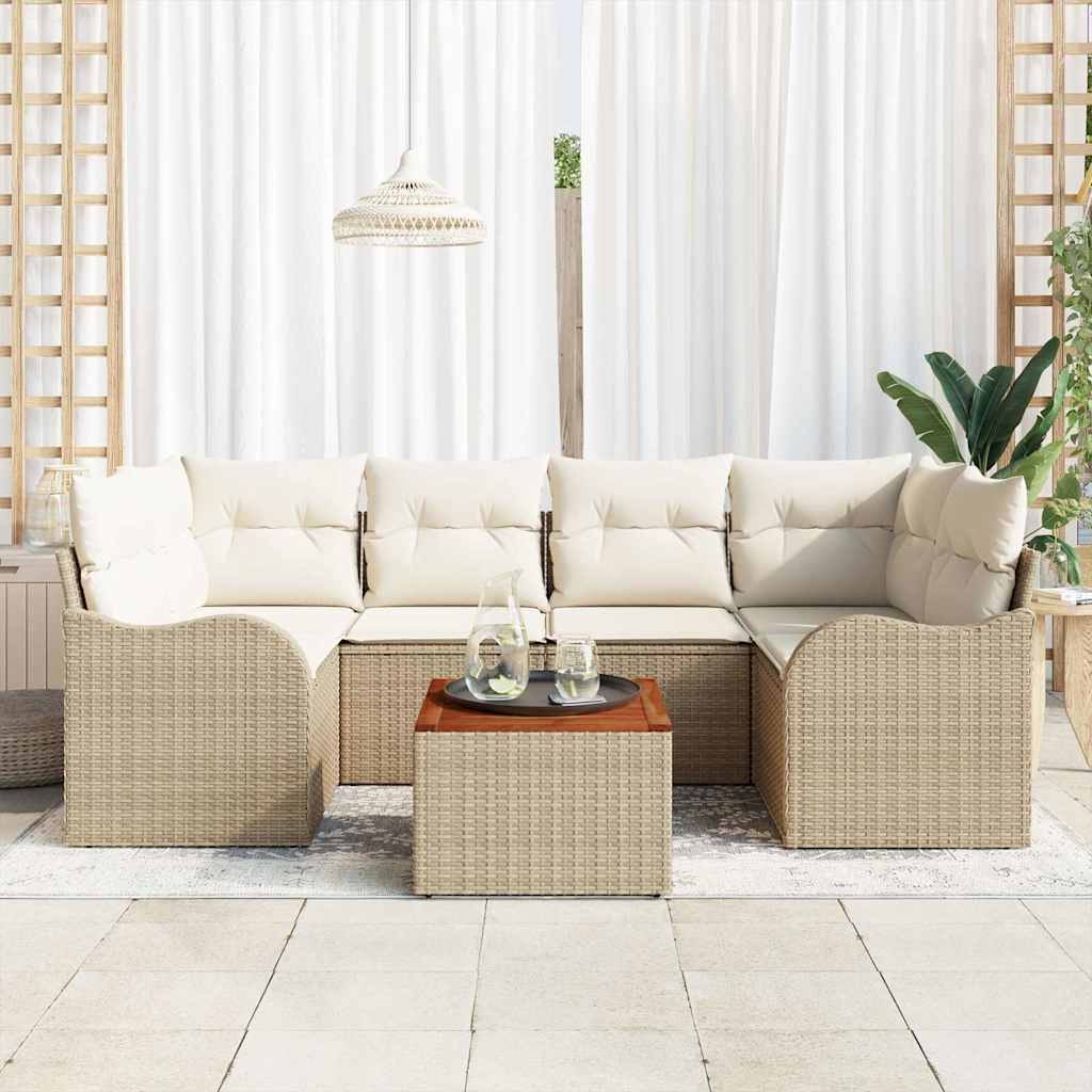 VidaXL Zestaw Sof na Ogród 7 pcs beżowo-biały