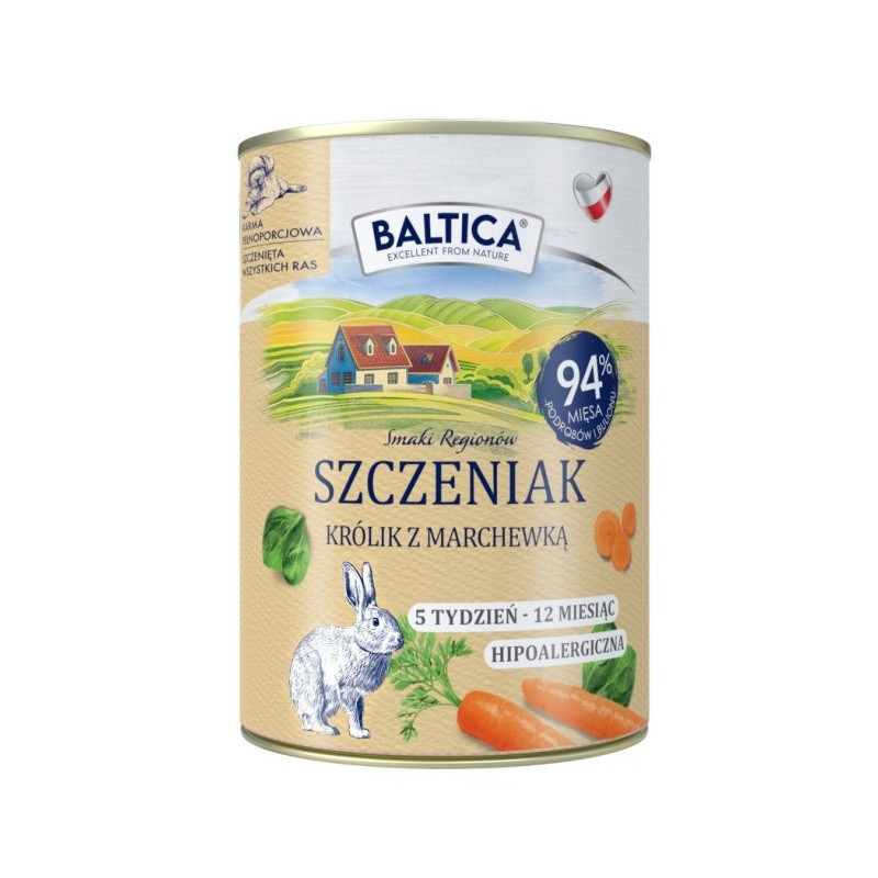 BALTICA Smaki regionów Szczeniak Królik z marchewką - mokra karma dla psa - 400g
