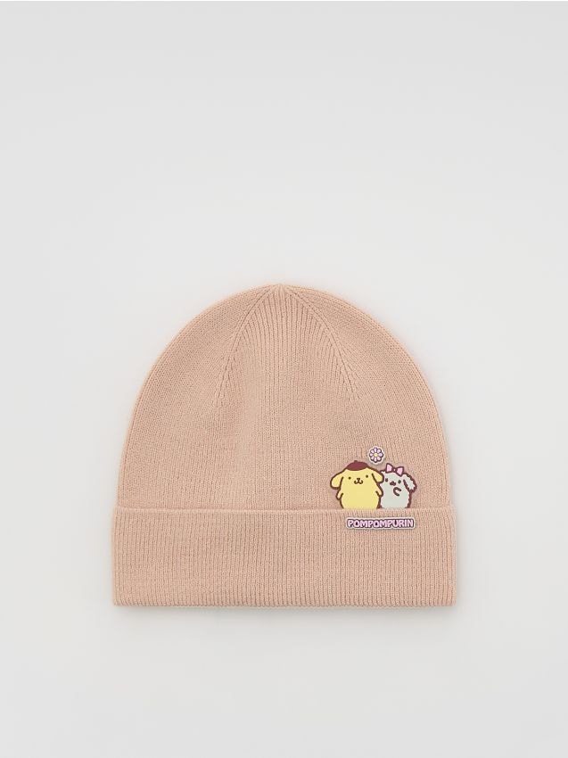 Reserved - Prązkowana czapka Pompompurin - beżowy
