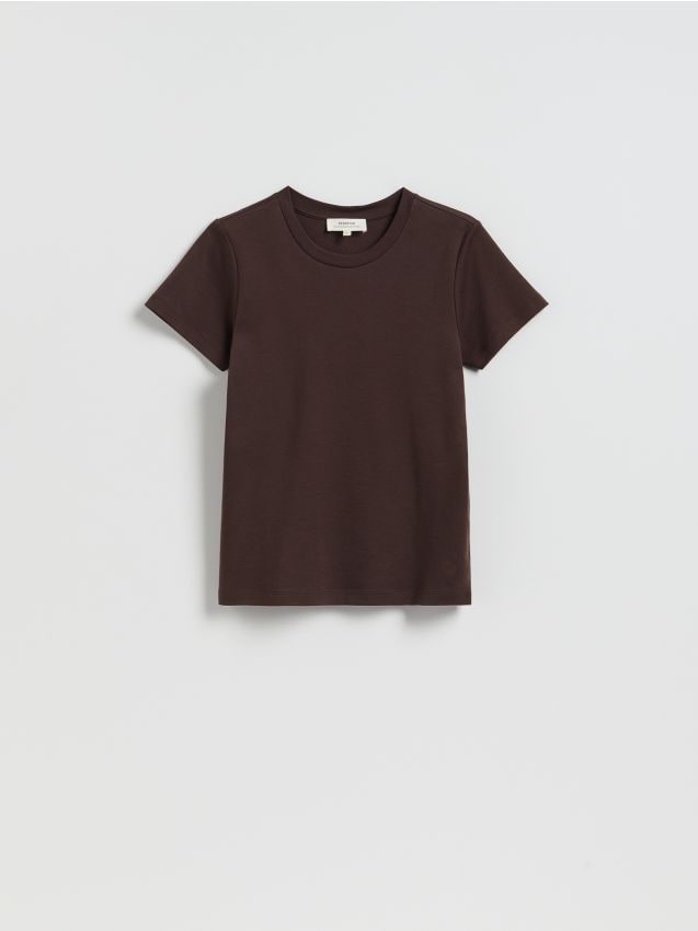 Reserved - Bawełniany t-shirt - ciemnobrązowy