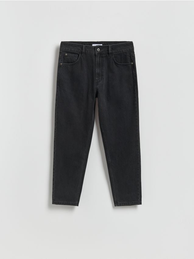 Reserved - Jeansy carrot z efektem sprania - czarny