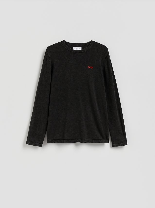 Reserved - Sweter z nadrukiem - czarny