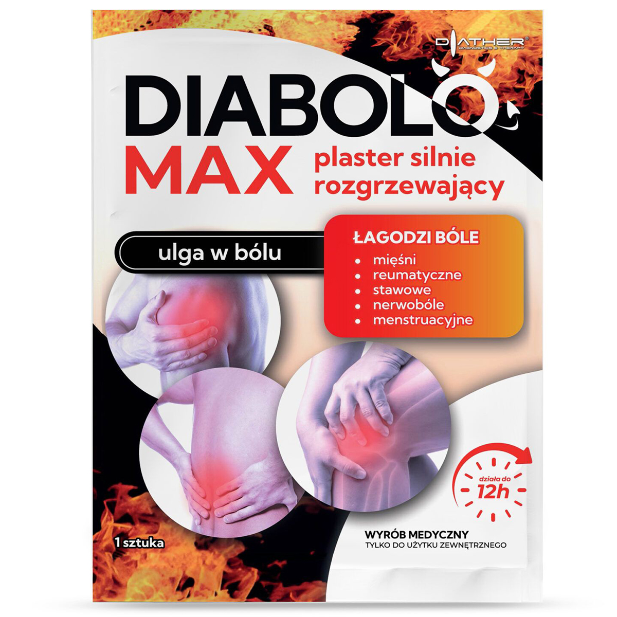Diabolo Max, plaster silnie rozgrzewający, 1 sztuka