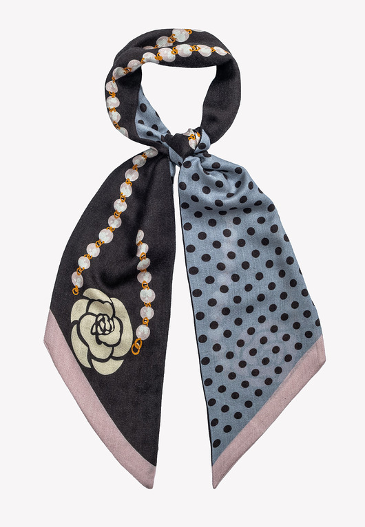 Elegancki szal szalik kaszmir z jedwabiem na szyję 16x145 cm