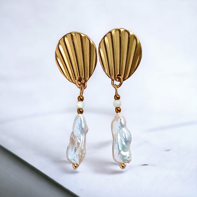 Zjawiskowe kolczyki :: PERŁY i stal pozłacana