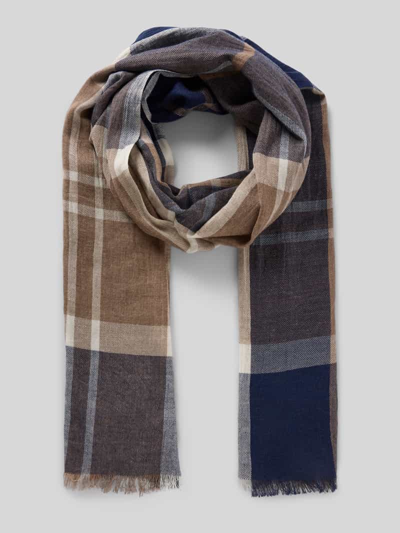 Szal z czystej bawełny z wykończeniem frędzlami