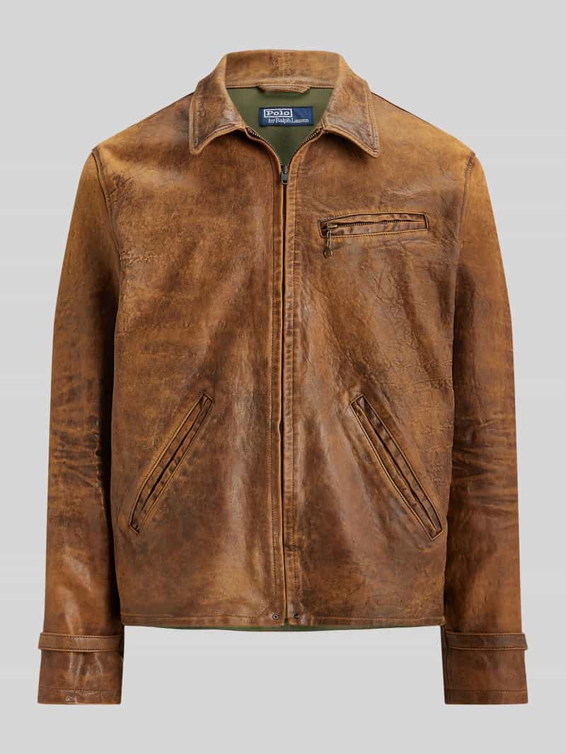 Bomberka o kroju regular fit z owczej skóry