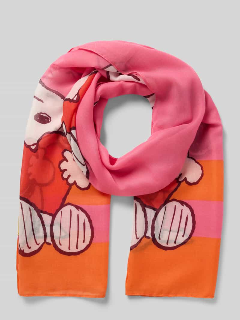 Szal z półprzezroczystego materiału z nadrukiem z motywem