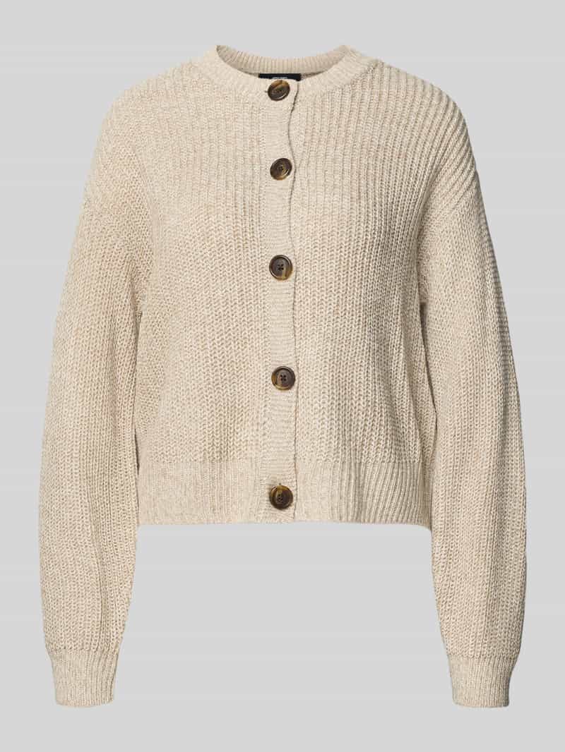 Kurtka z dzianiny o kroju regular fit z jednorzędową listwą guzikową model ‘LEA’