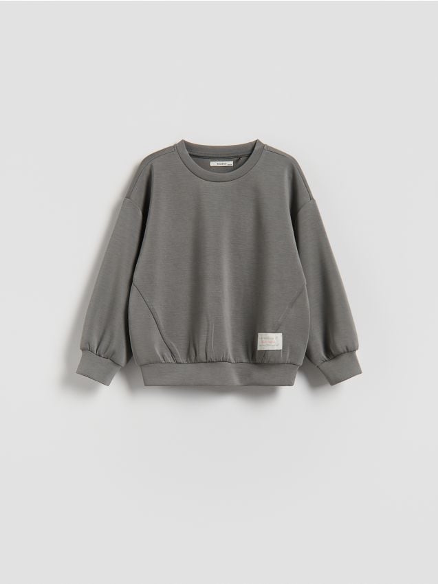 Reserved - Gładka bluza z modalem - ciemnoszary