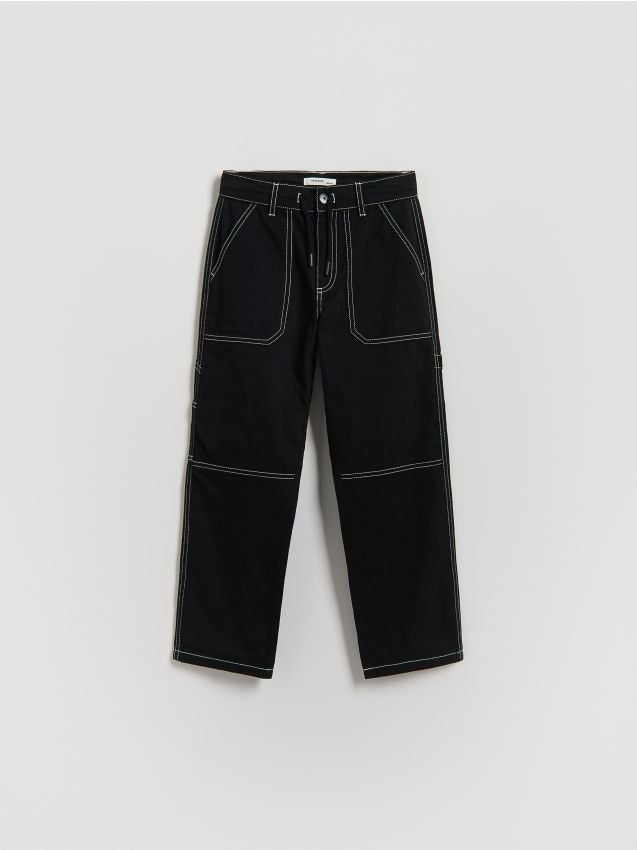 Reserved - Bawełniane spodnie - czarny