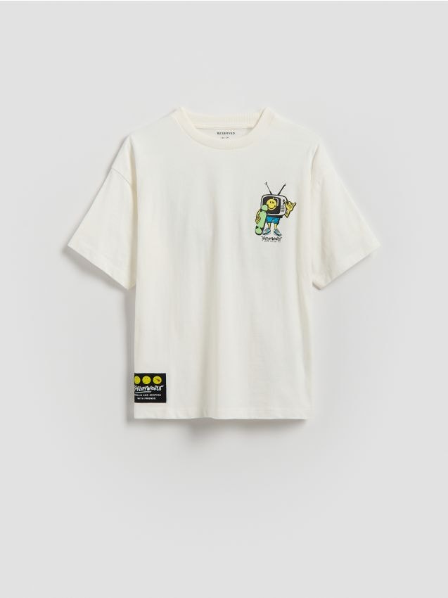 Reserved - T-shirt SmileyWorld® - złamana biel