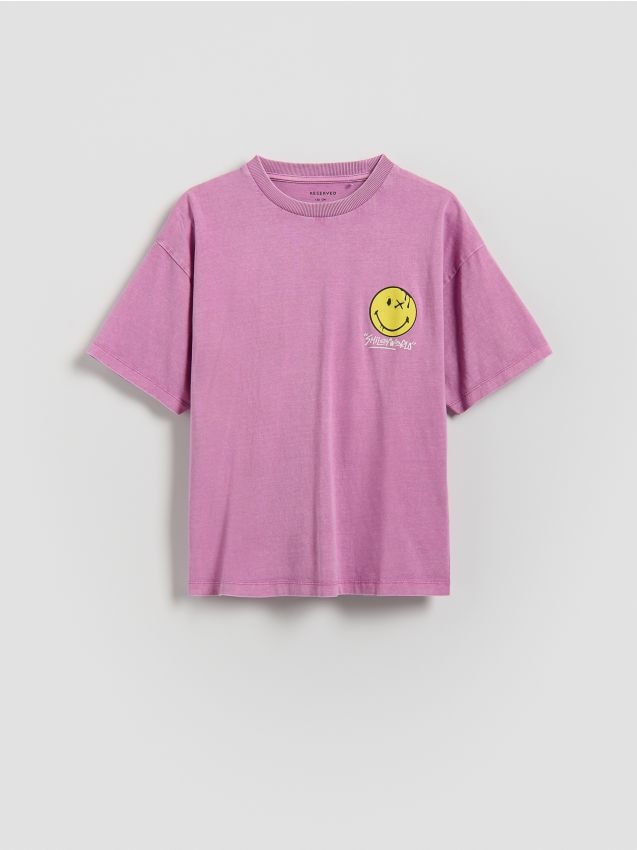 Reserved - T-shirt SmileyWorld® - fuksja